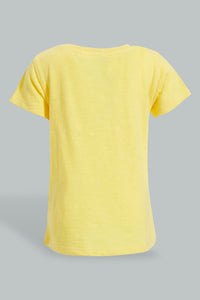 Redtag-Yellow-Placement-Print-Fashion-Tee-Colour:Yellow,-Filter:Infant-Girls-(3-to-24-Mths),-Infant-Girls-T-Shirts,-New-In,-New-In-ING,-Non-Sale,-S22B,-Section:Kidswear-Infant-Girls-3 to 24 Months