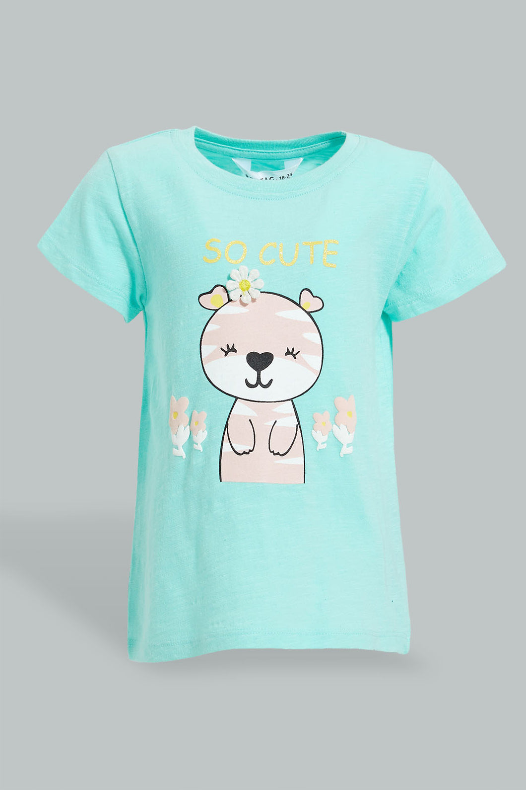 Redtag-Mint-Sheep-Embellished-Fashion-Tee-Colour:Mint,-Filter:Infant-Girls-(3-to-24-Mths),-Infant-Girls-T-Shirts,-New-In,-New-In-ING,-Non-Sale,-S22B,-Section:Kidswear-Infant-Girls-3 to 24 Months