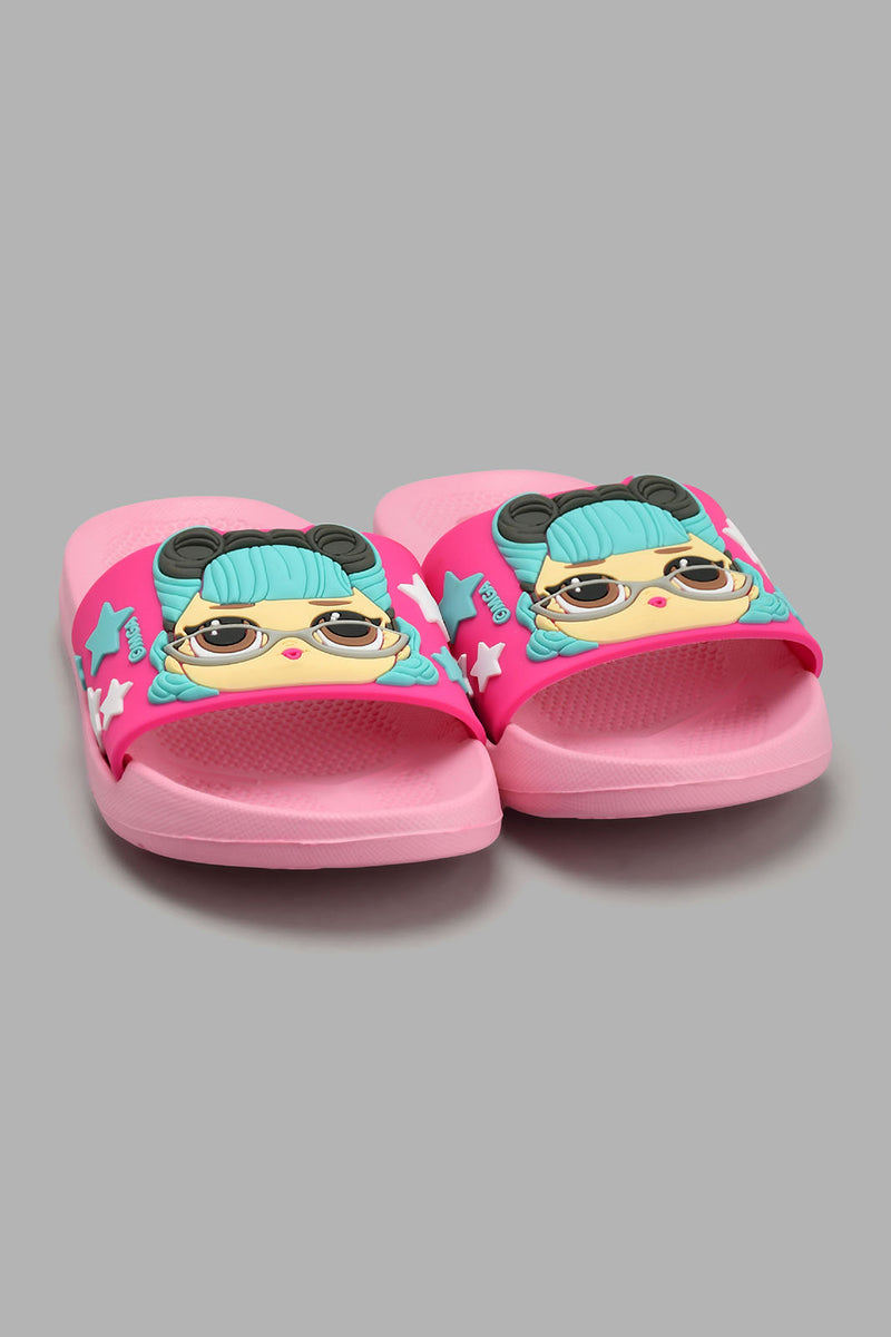 Redtag-Pink-L.O.L-Slide-Sliders-Girls-3 to 5 Years