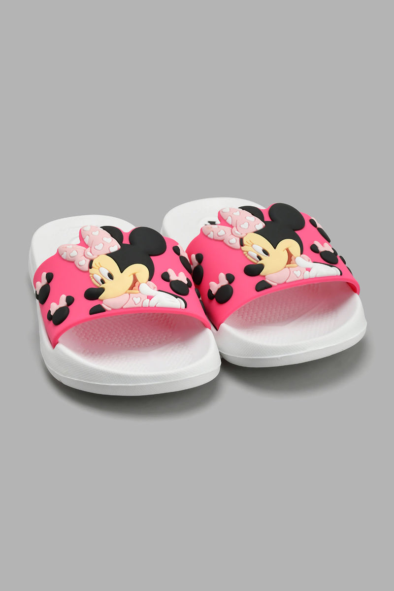 Redtag-White-Minnie-Slide-Sliders-Girls-3 to 5 Years