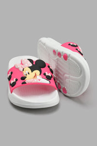 Redtag-White-Minnie-Slide-Sliders-Girls-3 to 5 Years