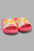 Redtag-Fuchsia-Princess-Slide-Sliders-Girls-3 to 5 Years