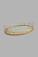 Load image into Gallery viewer, Redtag-Gold-Oval-Mirror-Tray-Trays-Home-Dining-
