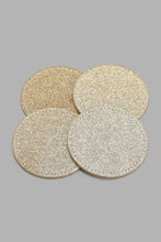 Load image into Gallery viewer, Redtag-Gold-Round-Gold-Glitter-Placemat-Set-Placemats-Home-Dining-
