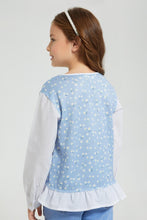 Load image into Gallery viewer, Redtag-Assorted-Printed-Blouse-Colour:Blue,-Filter:Girls-(2-to-8-Yrs),-Girls-Blouses,-New-In,-New-In-GIR,-Non-Sale,-S22A,-Section:Kidswear-Girls-2 to 8 Years
