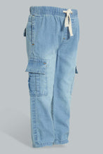 Load image into Gallery viewer, Redtag-Light-Wash-Anti-Fit-Denim-Pant-With-Cargo-Pocket-Jeans-Slim-Fit-Infant-Boys-3 to 24 Months

