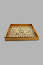 Load image into Gallery viewer, Redtag-Gold-Geometric-Square-Tray-Trays-Home-Dining-
