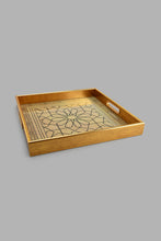 Load image into Gallery viewer, Redtag-Gold-Geometric-Square-Tray-Trays-Home-Dining-
