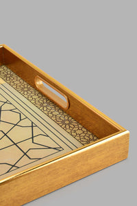 Redtag-Gold-Geometric-Square-Tray-Trays-Home-Dining-