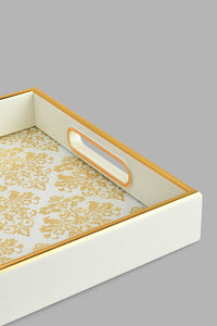 Redtag-Gold-Geometric-Rectangle-Tray-(Medium)-Trays-Home-Dining-