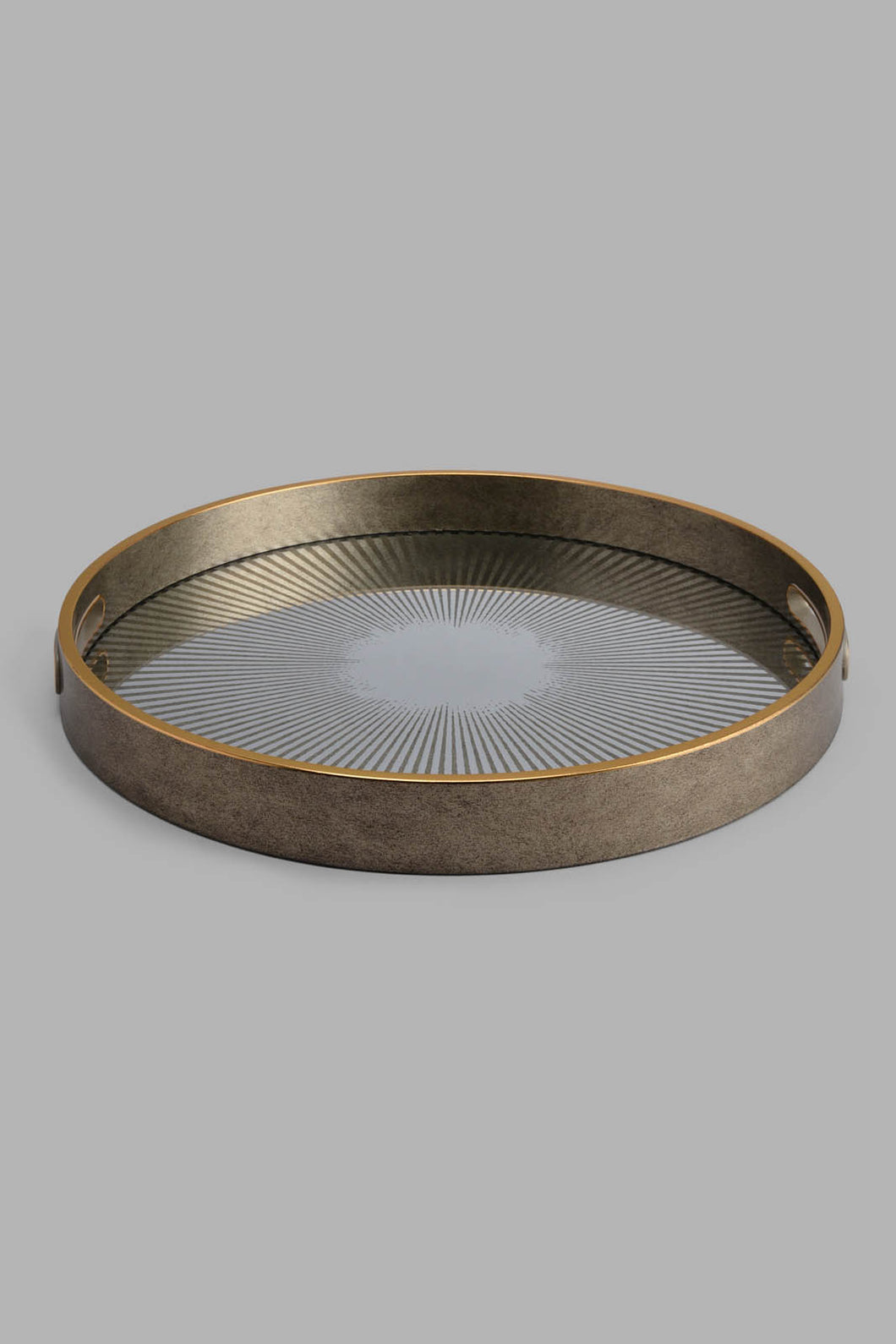 Redtag-Gold-Geometric-Round-Tray-Category:Trays,-Colour:Gold,-Filter:Home-Dining,-HMW-DIN-Sew-Serveware,-New-In,-New-In-HMW-DIN,-Non-Sale,-PERIGOLD,-S22C,-Section:Homewares-Home-Dining-