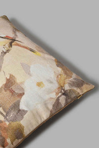 Redtag-Beige-Leaf-Print-Jacquard-Cushion-Cushions-Home-Bedroom-