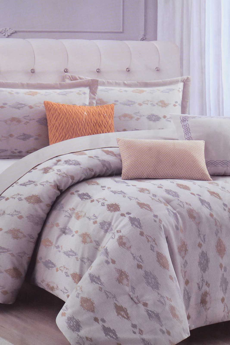 Redtag-Grey-Jacquard-7-Piece-Comforter-Set-
(King-Size)-Comforters-King-Size-Home-Bedroom-