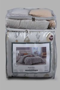 Redtag-Grey-Jacquard-7-Piece-Comforter-Set-
(King-Size)-Comforters-King-Size-Home-Bedroom-