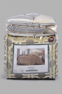 Redtag-Gold-Jacquard-7-Piece-Comforter-Set-
(King-Size)-Comforters-King-Size-Home-Bedroom-