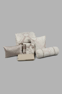 Redtag-Beige-Jacquard-7-Piece-Comforter-Set-
(King-Size)-Comforters-Home-Bedroom-