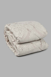 Redtag-Beige-Jacquard-7-Piece-Comforter-Set-
(King-Size)-Comforters-Home-Bedroom-