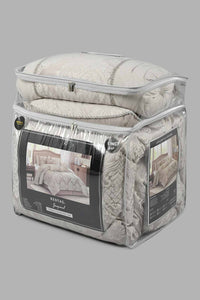 Redtag-Beige-Jacquard-7-Piece-Comforter-Set-
(King-Size)-Comforters-Home-Bedroom-