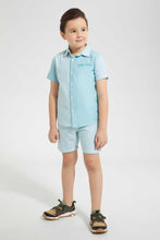 تنزيل الصورة على معرض الصور، Redtag-Navy-Stripe-Panelled-Shirt-And-Short-Set-Sets-Boys-2 to 8 Years
