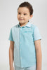 Redtag-Navy-Stripe-Panelled-Shirt-And-Short-Set-Sets-Boys-2 to 8 Years