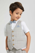 تنزيل الصورة على معرض الصور، Redtag-Beige-Check-Waistcoat-And-Shirt-Set-Sets-Boys-2 to 8 Years
