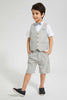 Redtag-Beige-Check-Waistcoat-And-Shirt-Set-Sets-Boys-2 to 8 Years