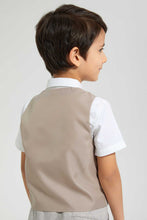 تنزيل الصورة على معرض الصور، Redtag-Beige-Check-Waistcoat-And-Shirt-Set-Sets-Boys-2 to 8 Years
