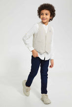 Load image into Gallery viewer, Redtag-Stone-Waistcoat-And-Stripe-Shirt-Set-Sets-Boys-2 to 8 Years
