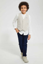 Load image into Gallery viewer, Redtag-Stone-Waistcoat-And-Stripe-Shirt-Set-Sets-Boys-2 to 8 Years
