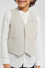 Load image into Gallery viewer, Redtag-Stone-Waistcoat-And-Stripe-Shirt-Set-Sets-Boys-2 to 8 Years
