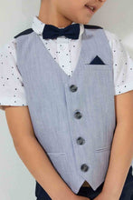 تنزيل الصورة على معرض الصور، Redtag-Blue-Waistcoat-And-PrinT-Shirt-Set-Sets-Boys-2 to 8 Years
