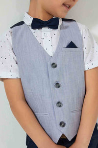 Redtag-Blue-Waistcoat-And-PrinT-Shirt-Set-Sets-Boys-2 to 8 Years