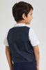 Redtag-Blue-Waistcoat-And-PrinT-Shirt-Set-Sets-Boys-2 to 8 Years