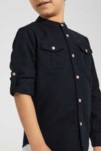 Load image into Gallery viewer, Redtag-Black-Double-Pocket-Mandarin-Collar-Shirt-Casual-Shirts-Boys-2 to 8 Years
