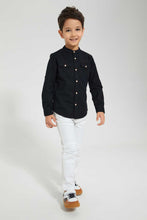 Load image into Gallery viewer, Redtag-Black-Double-Pocket-Mandarin-Collar-Shirt-Casual-Shirts-Boys-2 to 8 Years
