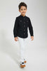 Redtag-Black-Double-Pocket-Mandarin-Collar-Shirt-Casual-Shirts-Boys-2 to 8 Years