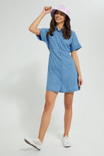 تنزيل الصورة على معرض الصور، Redtag-Blue-Chambray-Shirt-Dress-Dresses-Women&#39;s-
