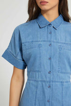 تنزيل الصورة على معرض الصور، Redtag-Blue-Chambray-Shirt-Dress-Dresses-Women&#39;s-
