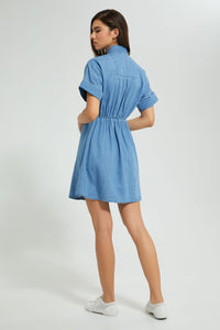 Redtag-Blue-Chambray-Shirt-Dress-Dresses-Women's-