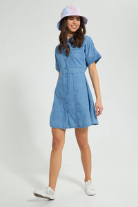 Redtag-Blue-Chambray-Shirt-Dress-Dresses-Women's-