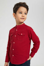 Load image into Gallery viewer, Redtag-Red-Double-Pocket-Mandarin-Collar-Shirt-Casual-Shirts-Boys-2 to 8 Years
