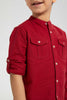 Redtag-Red-Double-Pocket-Mandarin-Collar-Shirt-Casual-Shirts-Boys-2 to 8 Years