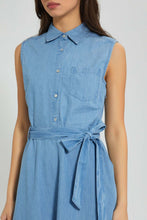 تنزيل الصورة على معرض الصور، Redtag-Sleeveless-Denim-Midi-Dress-Dresses-Women&#39;s-
