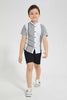 Redtag-White-Panelled-Mandarin-Short-Sleeve-Shirt-Casual-Shirts-Boys-2 to 8 Years