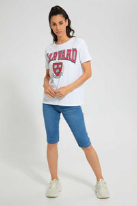 Redtag-White-Harvard-Print-T-Shirt-Active-Tees-Women's-