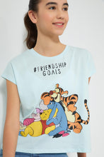 تنزيل الصورة على معرض الصور، Redtag-Blue-Winnie-The-Pooh-Extended-Sleeve-T-Shirt-Graphic-Prints-Senior-Girls-9 to 14 Years
