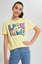 Load image into Gallery viewer, Redtag-Yellow-Lion-King-Boxy-Crop-Top-Graphic-Prints-Senior-Girls-9 to 14 Years
