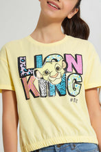 Load image into Gallery viewer, Redtag-Yellow-Lion-King-Boxy-Crop-Top-Graphic-Prints-Senior-Girls-9 to 14 Years
