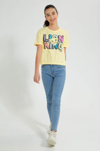 Load image into Gallery viewer, Redtag-Yellow-Lion-King-Boxy-Crop-Top-Graphic-Prints-Senior-Girls-9 to 14 Years
