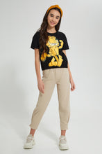 تنزيل الصورة على معرض الصور، Redtag-Black-Garfield-Boxy-Crop-Top-Graphic-Prints-Senior-Girls-9 to 14 Years
